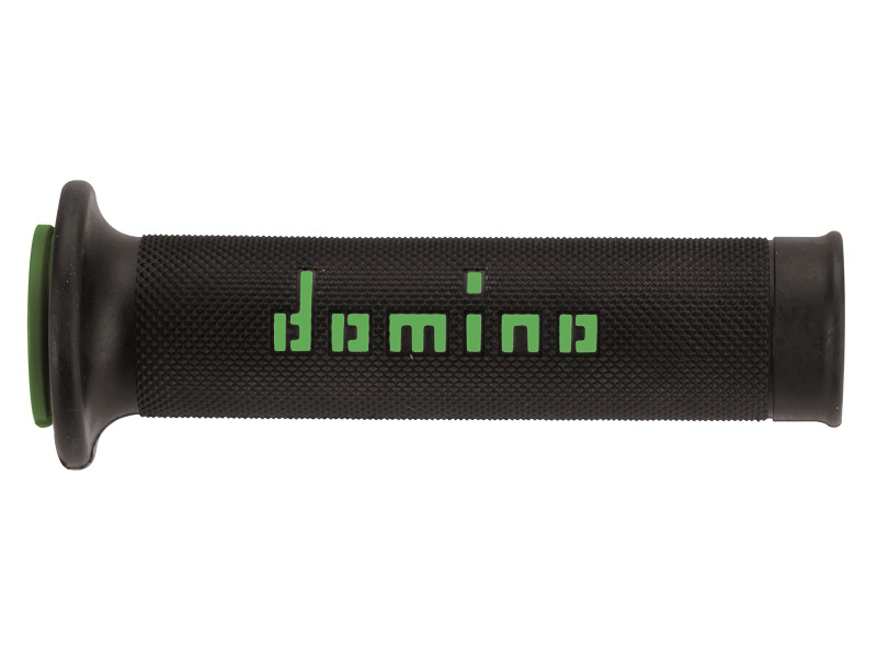 Puños Domino On Road Negro - Verde Abiertos D 22 mm L 120-125 mm