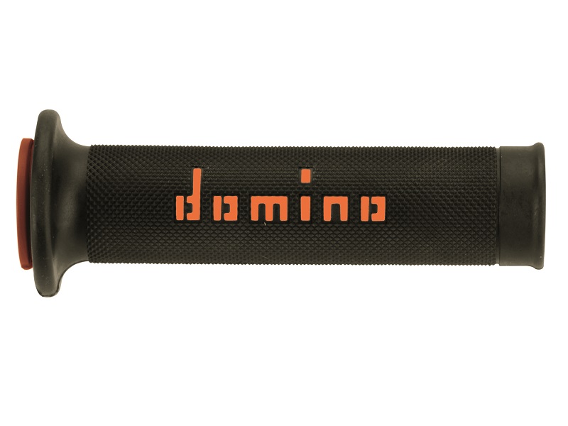 Puños Domino On Road Negro - Naranja Abiertos D 22 mm L 120-125 mm