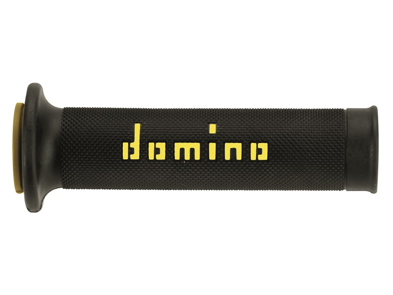 Puños Domino On Road Negro - Amarillo Abiertos D 22 mm L 120-125 mm