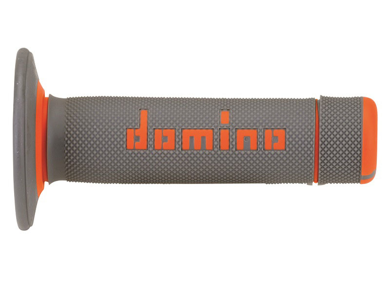 Puños Domino Off Road Gris - Naranja Cerrados D 22 mm L 118 mm