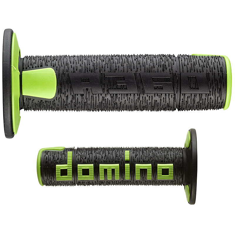 Puños Domino Off Road Rps Negro - Verde Abiertos D 22 mm L 120 mm