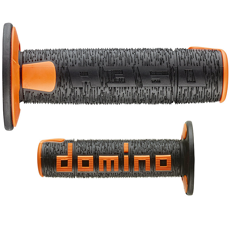 Puños Domino Off Road RPS Negro - Naranja Abiertos D 22 mm L 120 mm