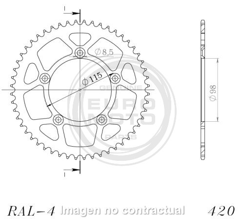 Corona aluminio KTM 420 x 50