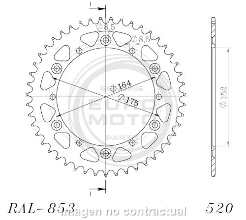 Corona aluminio Yamaha 520 x 49